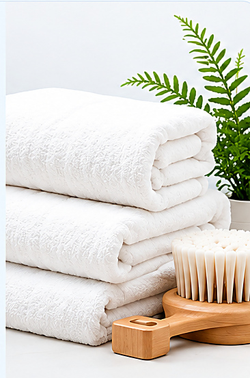 Fresh towels and bathing essentials
