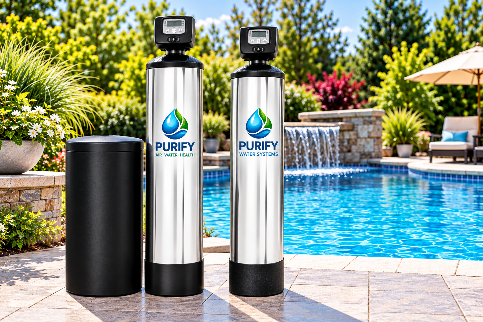 Purify water softener and dechlorinator systems